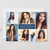 Elegant Navy Blue Gradution Party Photo Collage Kaart (Voorkant)