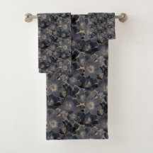 Elegant Navy Blue & Gray Floral Pattern