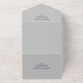 Elegant Navy Blue Gray Typography Wedding All In One Uitnodiging (Buitenkant)