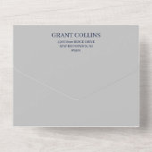 Elegant Navy Blue Gray Typography Wedding All In One Uitnodiging (Achterkant)