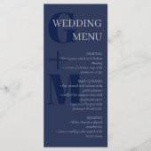Elegant Navy Blue Gray Typography Wedding Menu (Voorkant)
