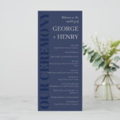 Elegant Navy Blue Gray Typography Wedding Programm (Staand voorkant)