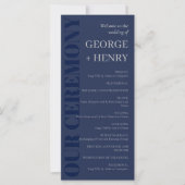 Elegant Navy Blue Gray Typography Wedding Programm (Voorkant)