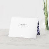 Elegant Navy Blue Greek Key gepersonaliseerd Notitiekaartje (Achterkant)