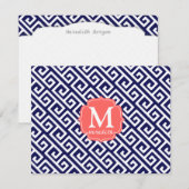 Elegant Navy Blue Greek Key - persoonlijke sleutel Kaart (Voorkant / Achterkant)