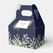 Elegant Navy Blue Greenery Wedding Favor Box Bedankdoosjes (Achterkant)
