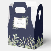 Elegant Navy Blue Greenery Wedding Favor Box Bedankdoosjes (Geopend)