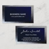 Elegant Navy Blue Grey Metallic Professional Visitekaartje (Voorkant / Achterkant)