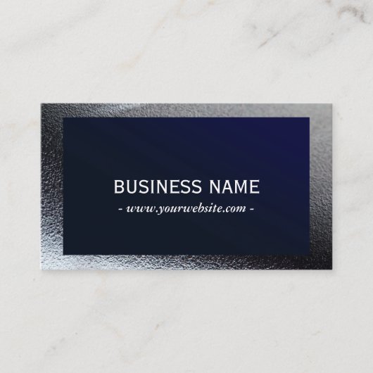 Elegant Navy Blue Grey Metallic Professional Visitekaartje (Voorkant)