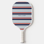 Elegant Navy Blue & Grijs Kuststrepen Custom Pickleball Paddle (Voorkant)