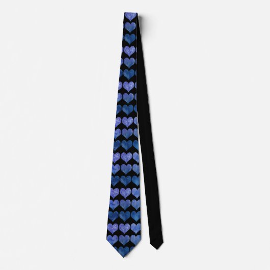 Elegant Navy Blue Heart Pattern Stropdas (Voorkant)