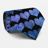 Elegant Navy Blue Heart Pattern Stropdas (Opgerold)