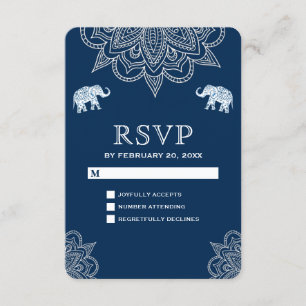 Elegant Navy Blue Henna Indiase bruiloft RSVP