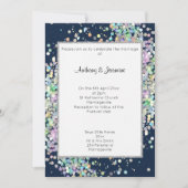 ELEGANT NAVY BLUE HOLOGRAPHIC PASTEL WEDING KAART (Voorkant)