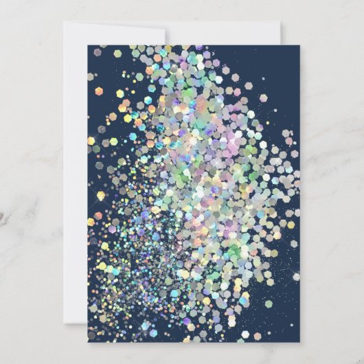 ELEGANT NAVY BLUE HOLOGRAPHIC PASTEL WEDING KAART (Achterkant)