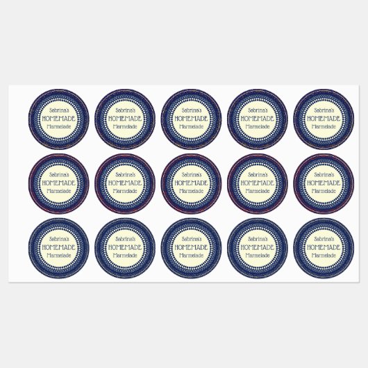  Elegant Navy Blue Homemade Marmelade Labels (Vel)