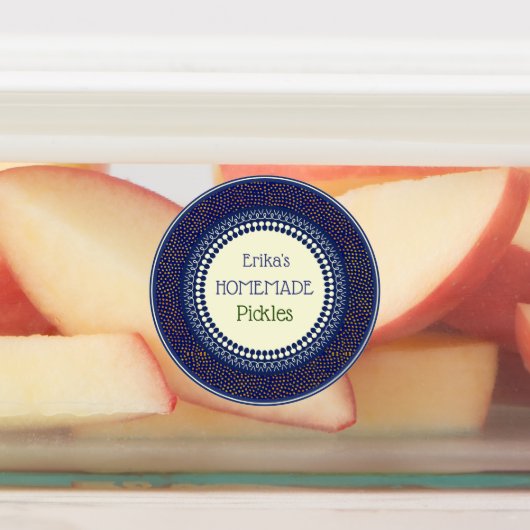  Elegant Navy Blue Homemade Pickles Labels (Aangebracht)