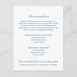 Elegant Navy Blue Hotel Accommodaties Informatiekaartje