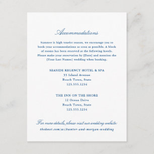 Elegant Navy Blue Hotel Accommodaties Informatiekaartje