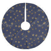 Elegant Navy Blue in Gold Snowflake kerststerren Kerstboom Rok (Voorkant)