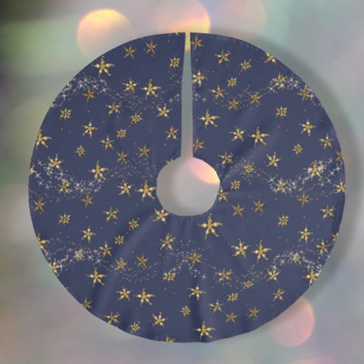Elegant Navy Blue in Gold Snowflake kerststerren Kerstboom Rok