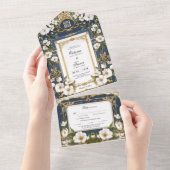 Elegant Navy Blue in one Weddenation All In One Uitnodiging (Afscheurbaar)