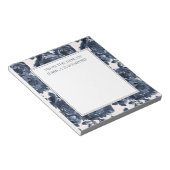 Elegant Navy Blue IndigoFloral White van bureau Notitieblok (Schuin)