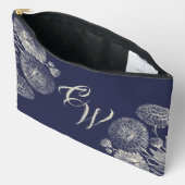Elegant Navy Blue Ivory Floral Mum's Initialen Etui (Open)