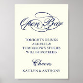 Elegant Navy Blue & Ivory Script Weddenschap Open  Poster (Voorkant)