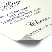 Elegant Navy Blue & Ivory Script Weddenschap Open  Poster (Hoek)