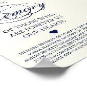 Elegant Navy Blue & Ivory Script Wedding Memorial Poster (Hoek)