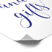 Elegant Navy Blue Kaarten en Gifts Wedding Sign Poster (Hoek)