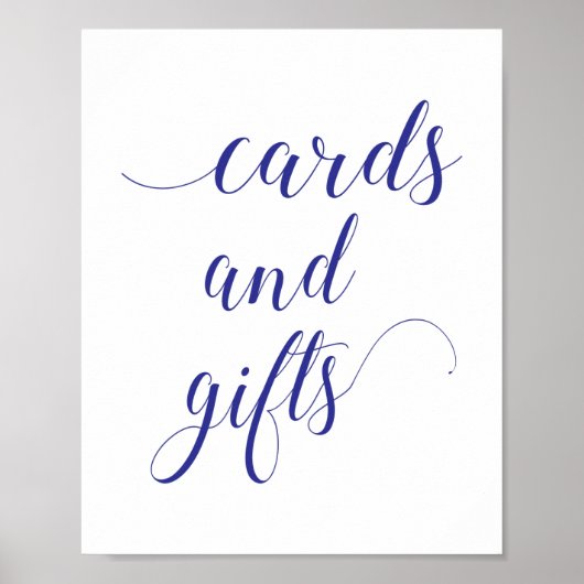 Elegant Navy Blue Kaarten en Gifts Wedding Sign Poster (Voorkant)