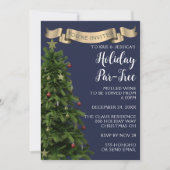 Elegant Navy Blue Kerstboom Vakantie Party Kaart (Voorkant)