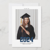 Elegant Navy Blue Klasse van 2024 Afstuderen Foto Aankondiging (Voorkant)