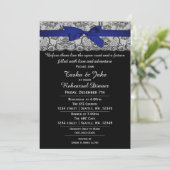 Elegant Navy Blue Lace Rehearsal Dinner Invitation Kaart (Staand voorkant)