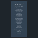 Elegant Navy Blue Laten we kalligrafie bruiloft et Menu<br><div class="desc">Een modern en elegant minimalistisch chique bruiloft nautisch donkerblauw dinermenu. Wat chique sjabloon ontwerp van marineblauwe effen achtergrond en witte typografie. En laten we woorden eten in elegante chique witte kalligrafie. Pak het en maak je huwelijksmenu chique en stijlvol.</div>