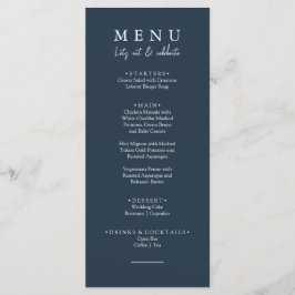 Elegant Navy Blue Laten we kalligrafie bruiloft et Menu