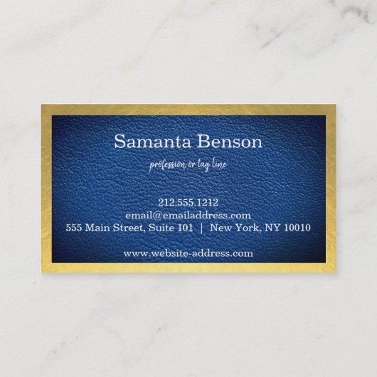 Elegant Navy Blue Leather Gold Label Professional  (Achterkant)