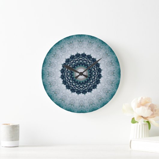 Elegant Navy Blue Mandala Grote Klok (Huis)