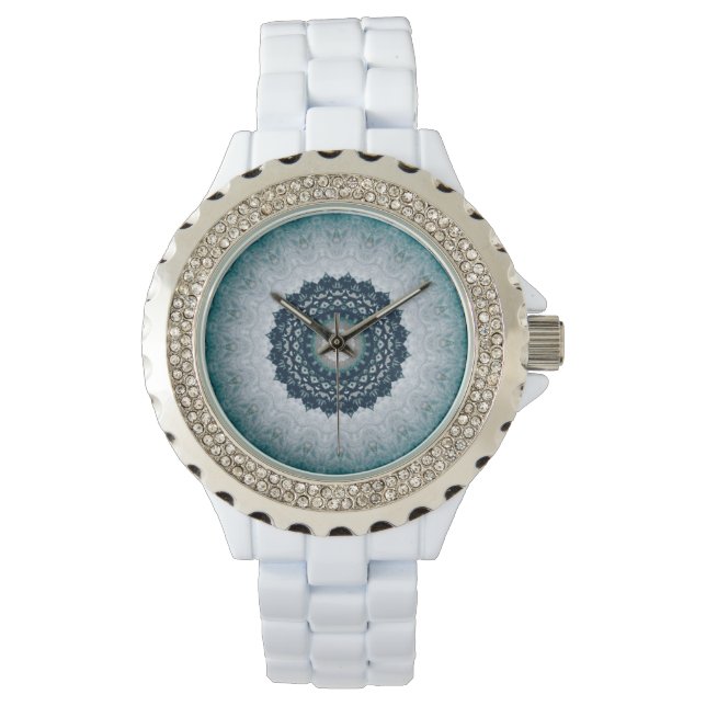 Elegant Navy Blue Mandala Horloge (Voorkant)