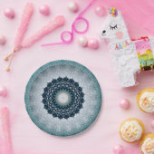 Elegant Navy Blue Mandala Papieren Bordje (Feest)