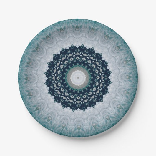 Elegant Navy Blue Mandala Papieren Bordje (Voorkant)