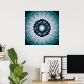 Elegant Navy Blue Mandala Poster (Thuiskantoor)