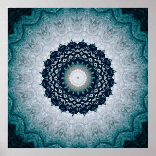 Elegant Navy Blue Mandala Poster (Voorkant)