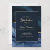 Elegant Navy Blue Marble Agate Afstuderen Kaart (Voorkant)