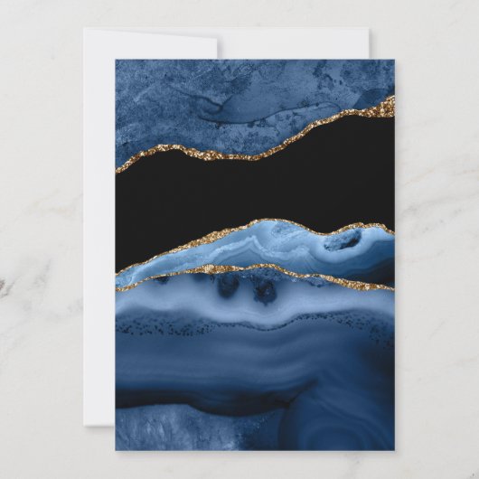 Elegant Navy Blue Marble Agate Afstuderen Kaart (Achterkant)