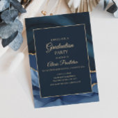 Elegant Navy Blue Marble Agate Afstuderen Kaart