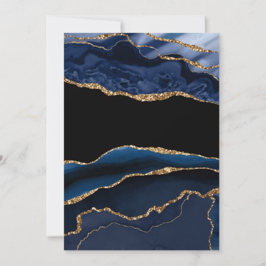 Elegant Navy Blue Marble Agate Quinceañera Kaart (Achterkant)