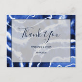 Elegant Navy Blue Marble Tie Dye Weddenschap Bedan Briefkaart (Voorkant)